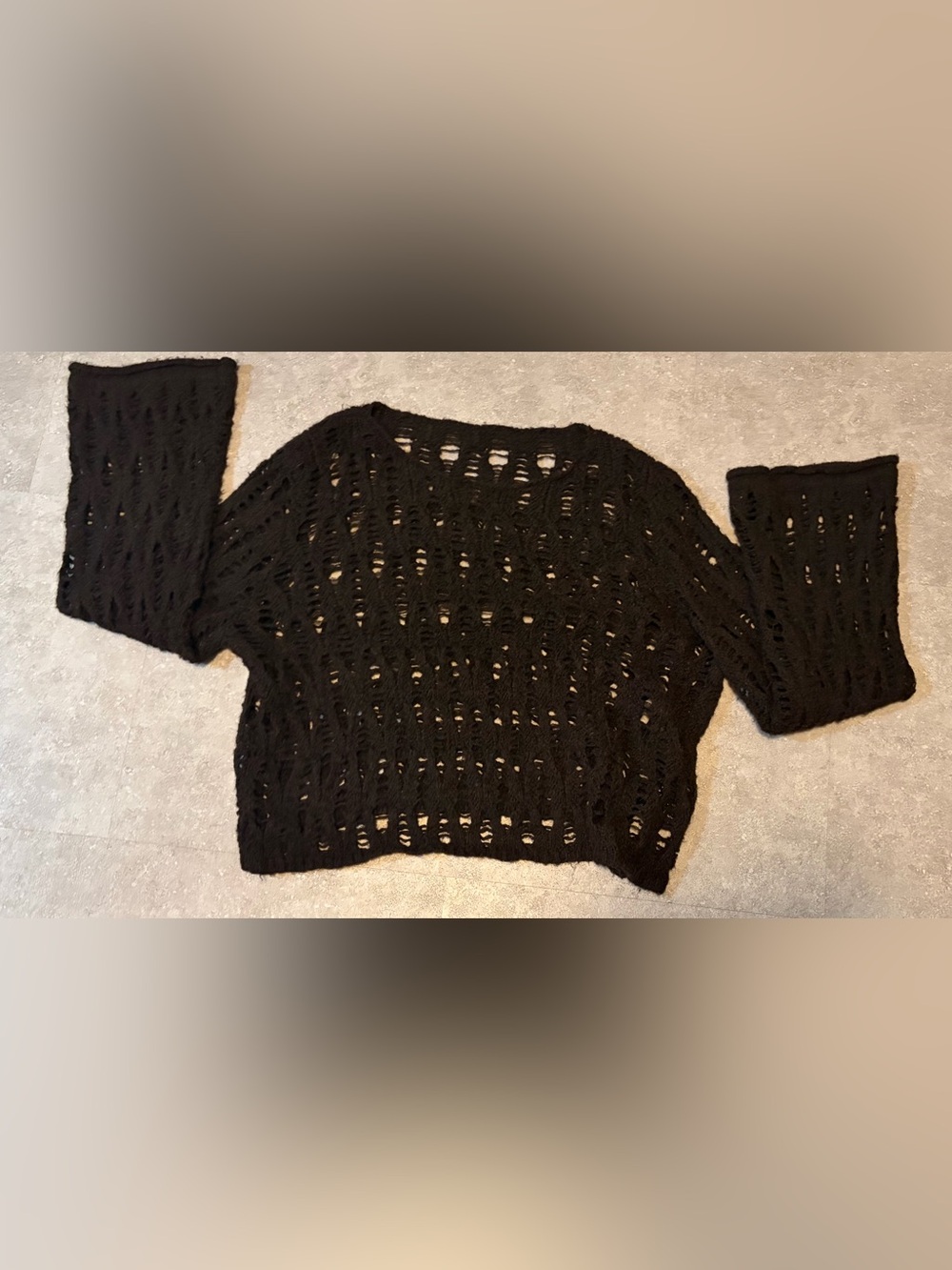 Disturbia Brown Open-Weave Scoop Neck Sweater